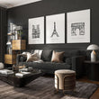 Wall Art Framed For Living Room | Set of 3 Paris Landmarks Wall art Prints