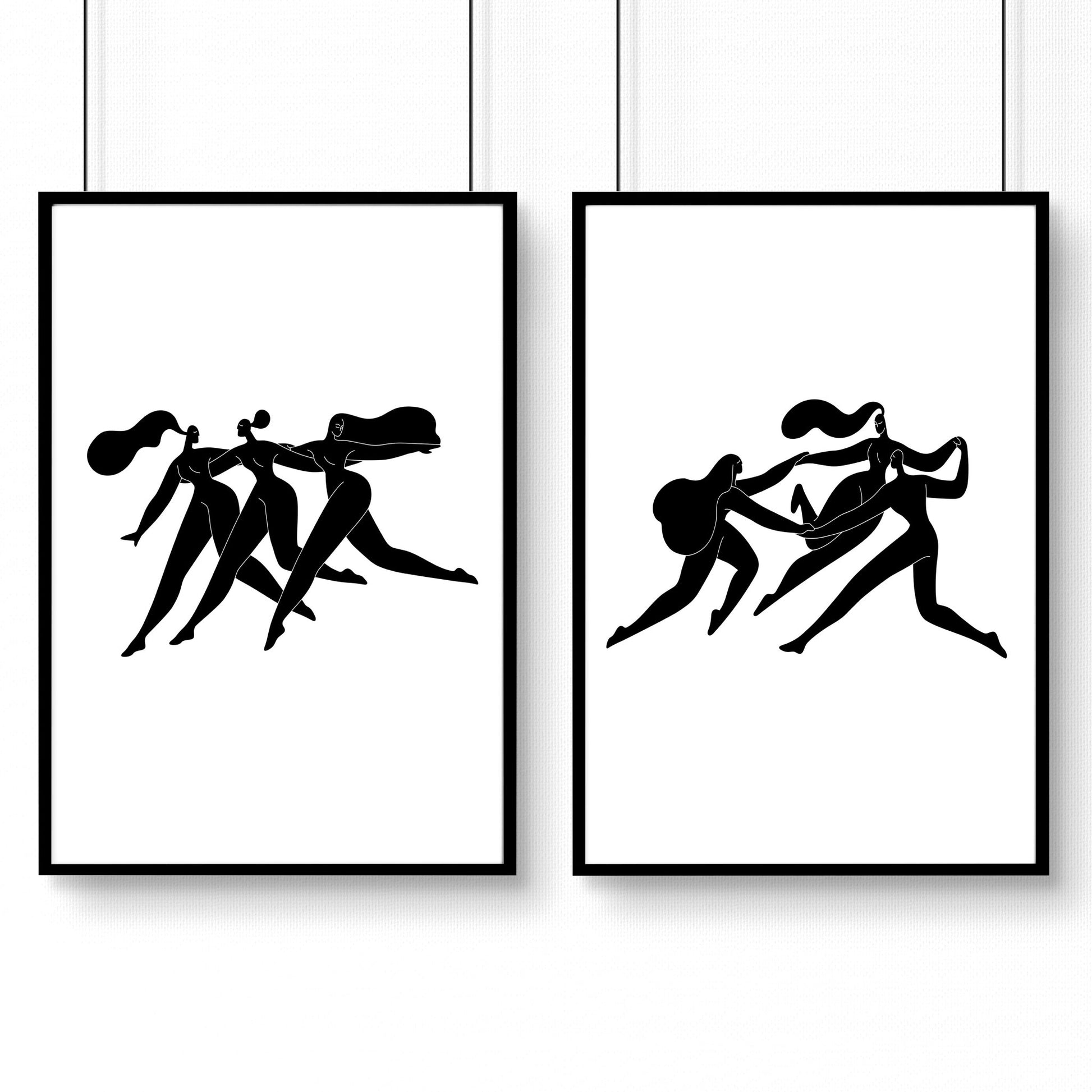 Wall Art Framed | Set of 2 Boho Women Wall art Prints