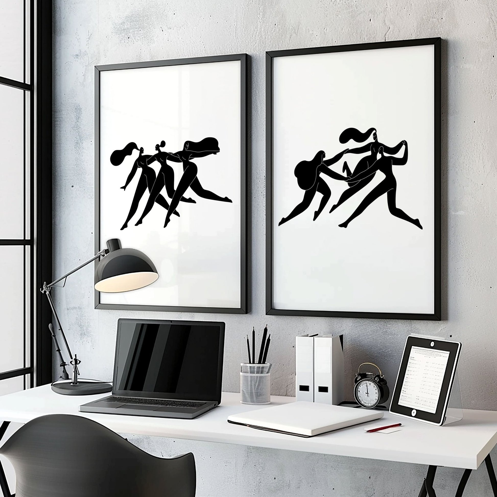 Wall Art Framed | Set of 2 Boho Women Wall art Prints