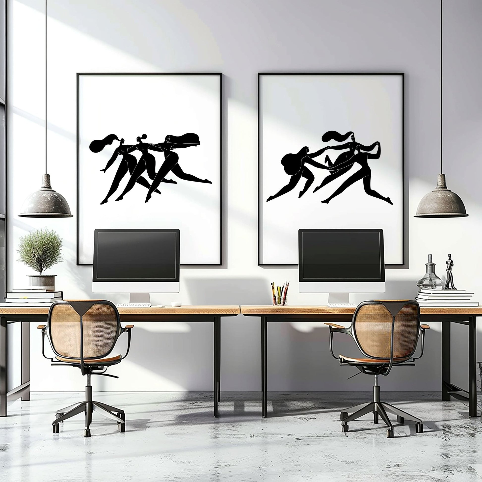 Wall Art Framed | Set of 2 Boho Women Wall art Prints