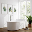 Wall Art Greenery Botanical Watercolour Leaves White Green Ochre displayed on a wall in a styled room — view 6