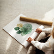 Wall Art Greenery Botanical Watercolour Leaves White Green Ochre, unframed