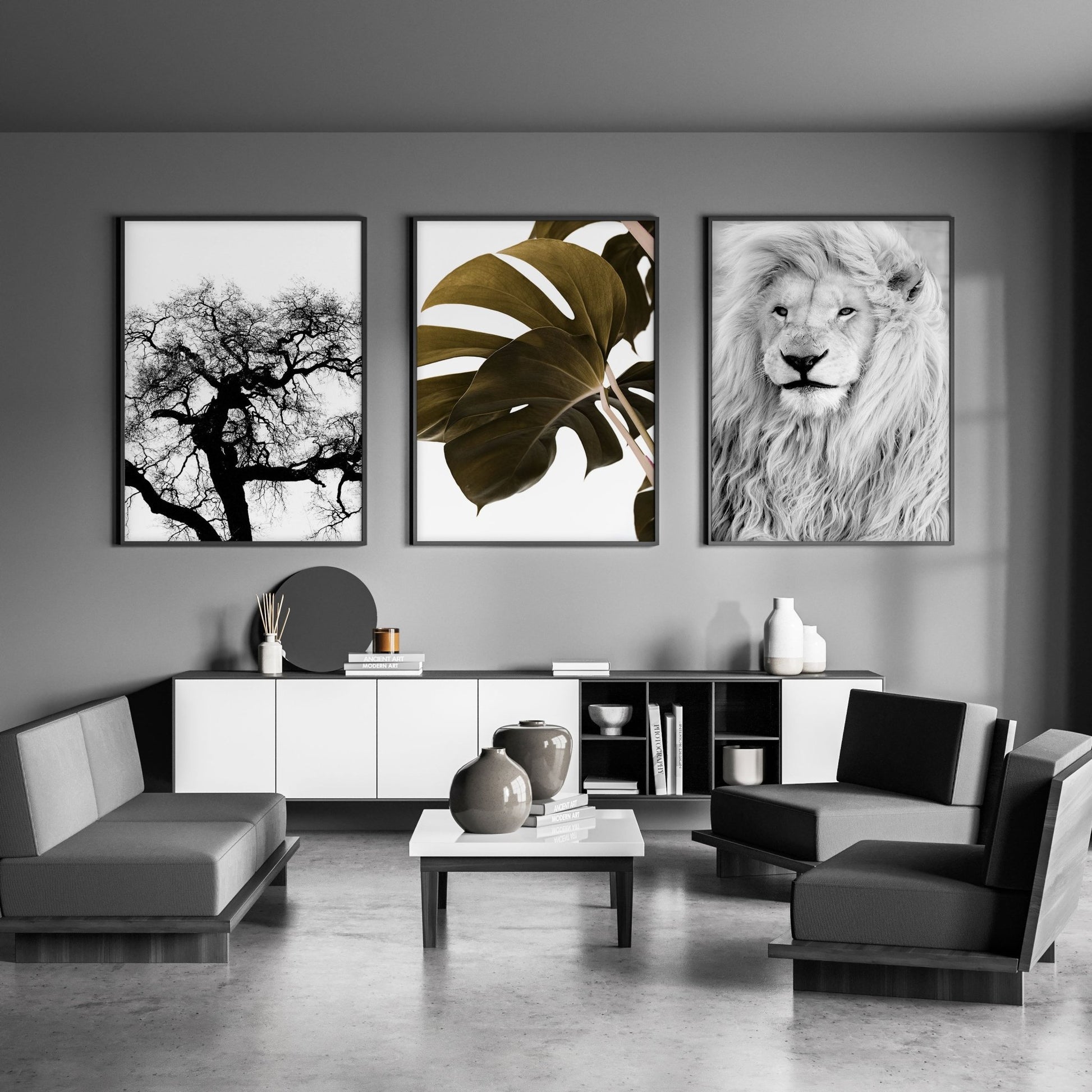 Wall Art Ideas For Living Room | Set of 3 African Wildlife Wall art Prints