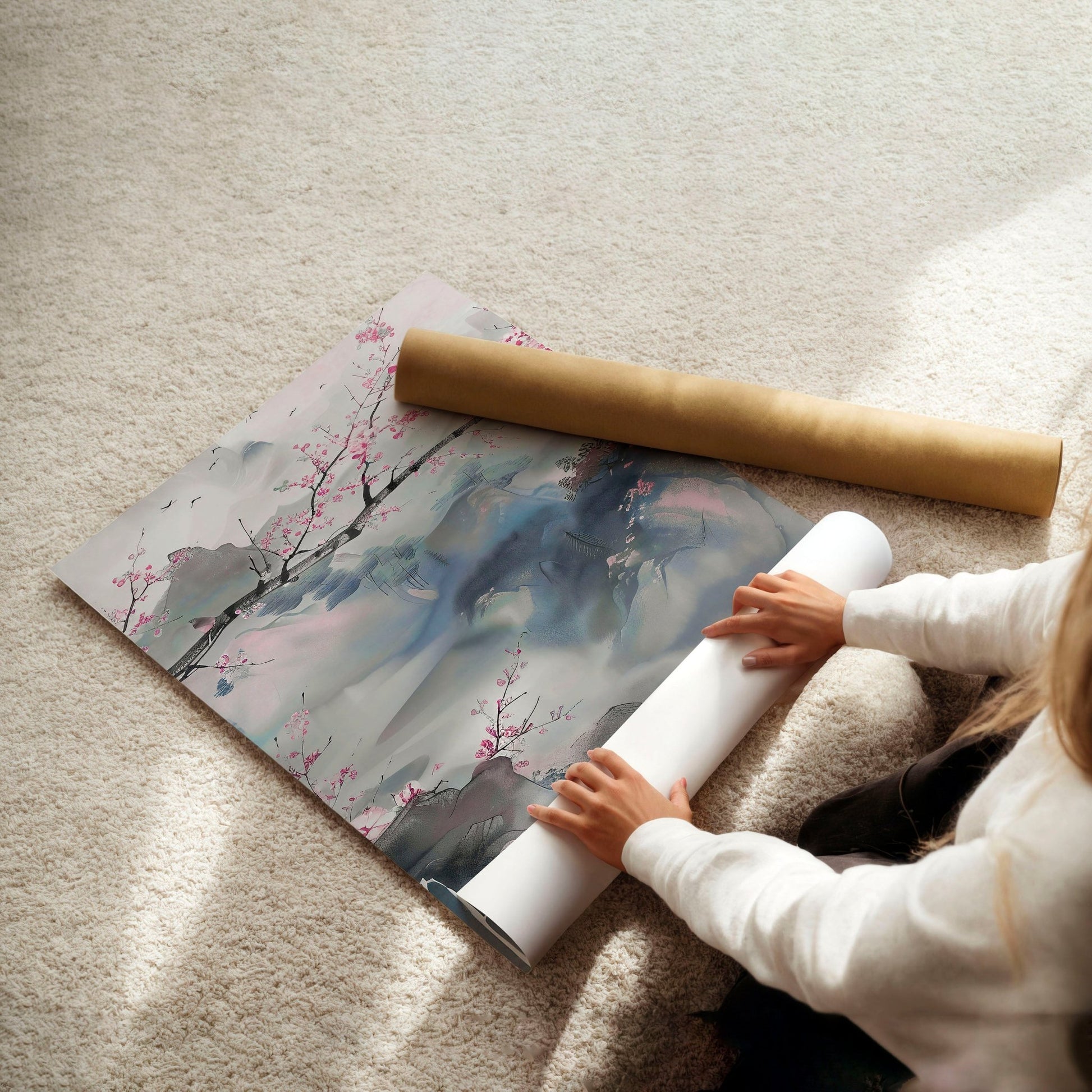 Wall Art Living Room Large | Set of 3 Chinoiserie Wall art Prints