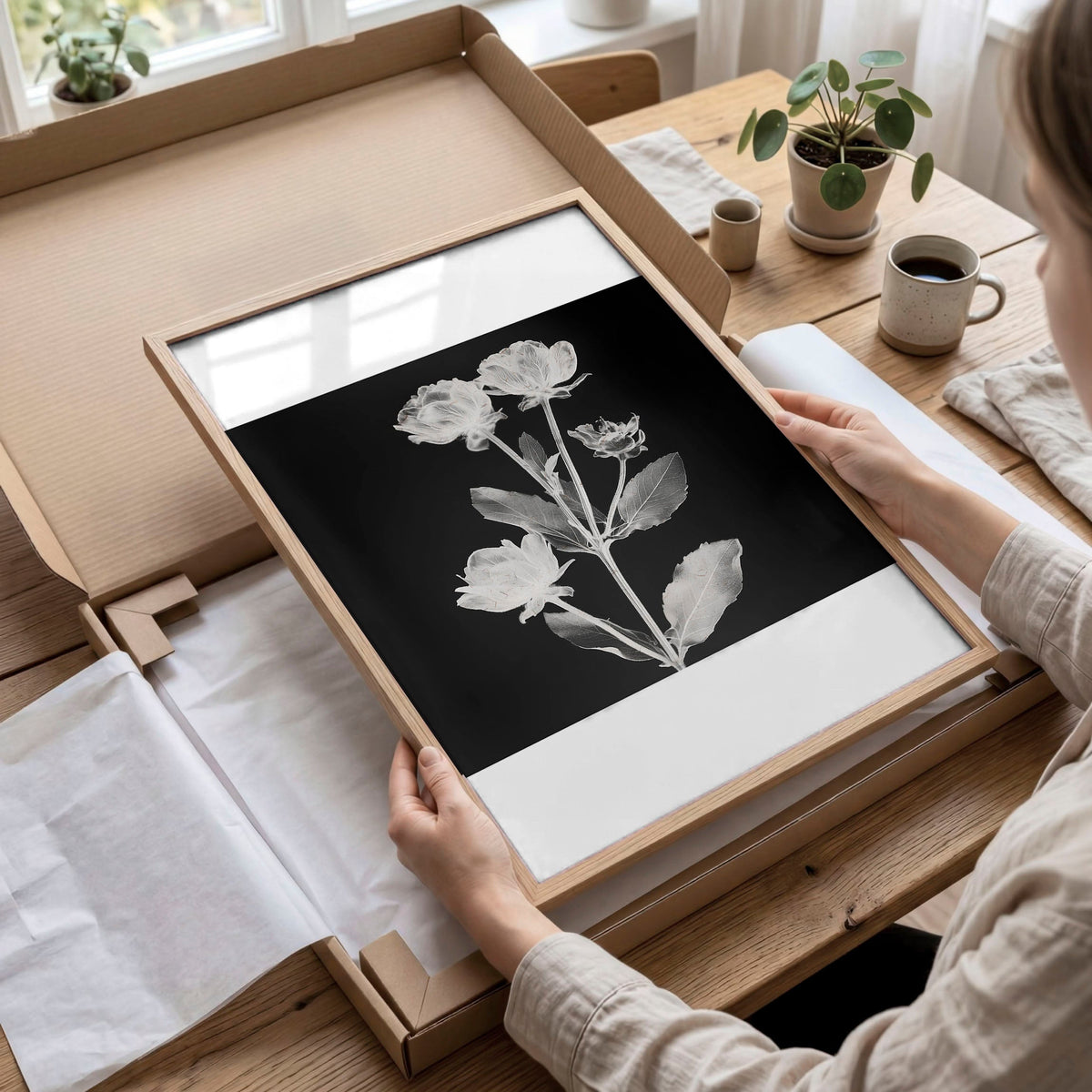 Wall Art Nature Charcoal Botanical Floral Prints | Set of 3