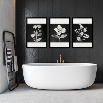 Wall Art Nature Charcoal Botanical Floral wall art displayed on a wall in a styled room — view 11