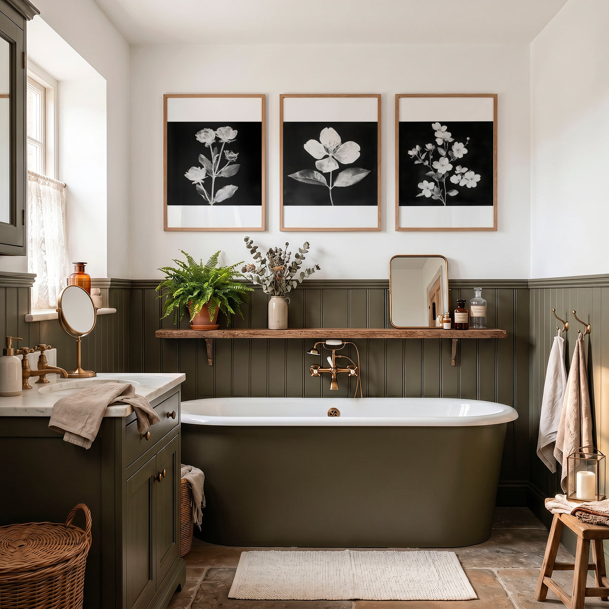 Wall Art Nature Charcoal Botanical Floral wall art displayed on a wall in a styled room — view 6