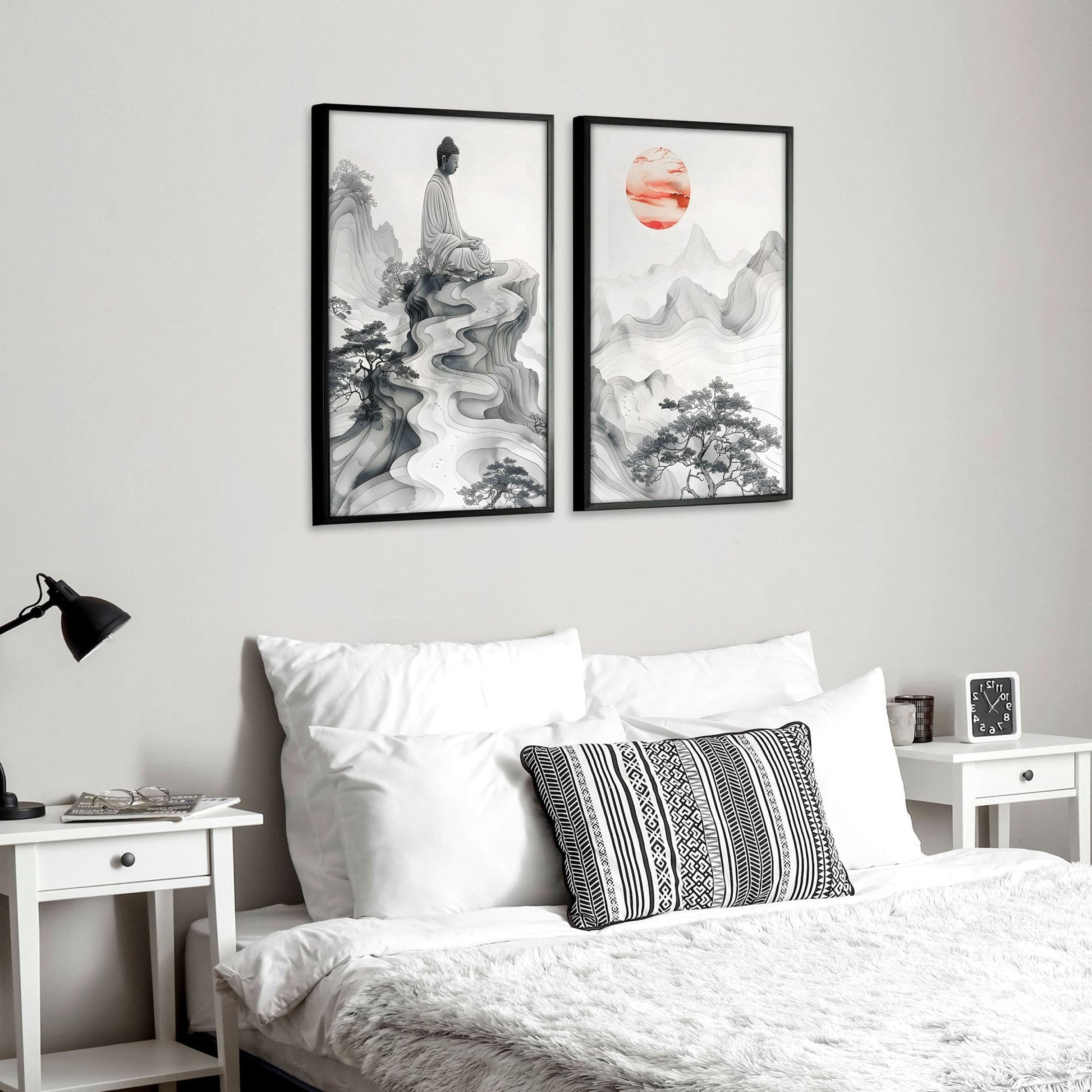 Wall Art Paint | Set of 2 Asian Inspired Wall art Prints