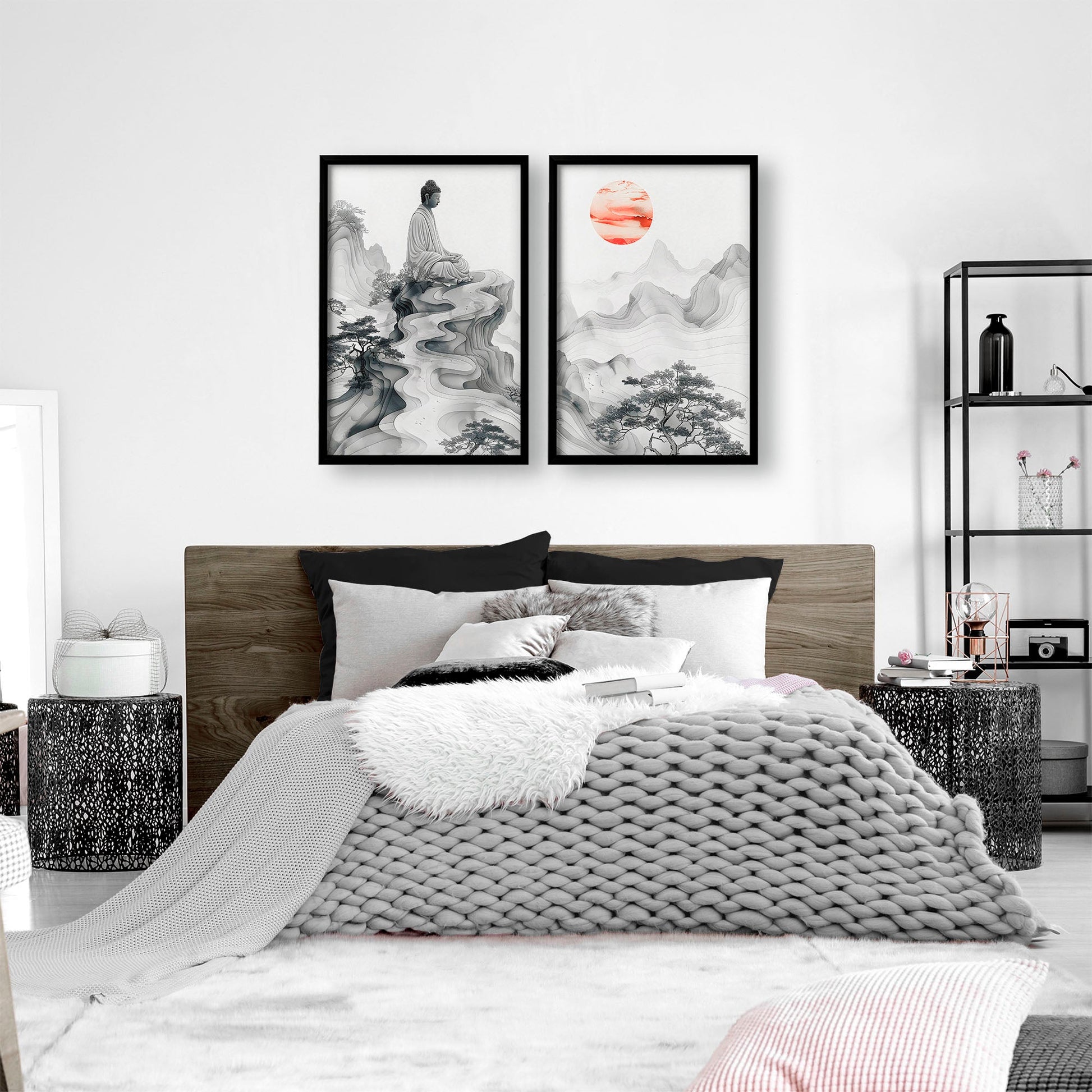 Wall Art Paint | Set of 2 Asian Inspired Wall art Prints