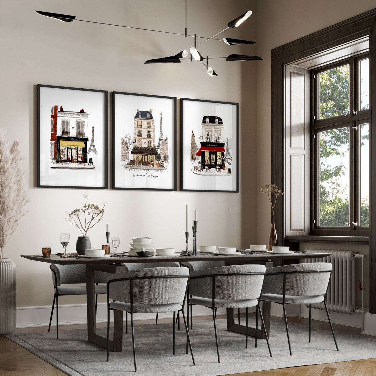 Wall Art Unique Paris Street Scene wall art | "Le Charme de l'Hiver Parisien" displayed on a wall in a styled room