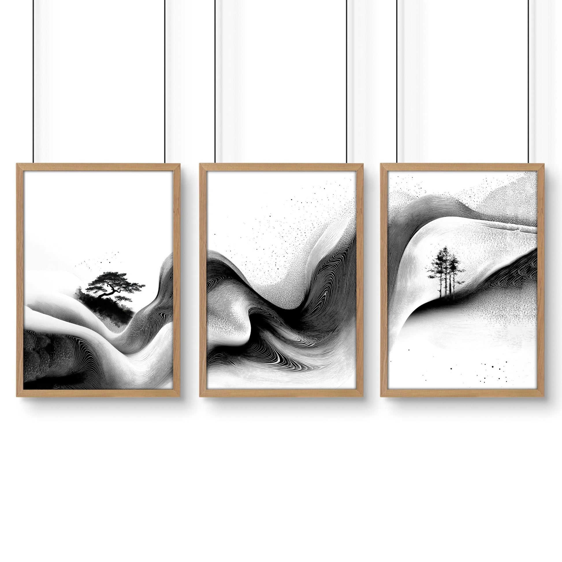 Wall Canvas Art | Set of 3 Asian Inspired Wall art Prints