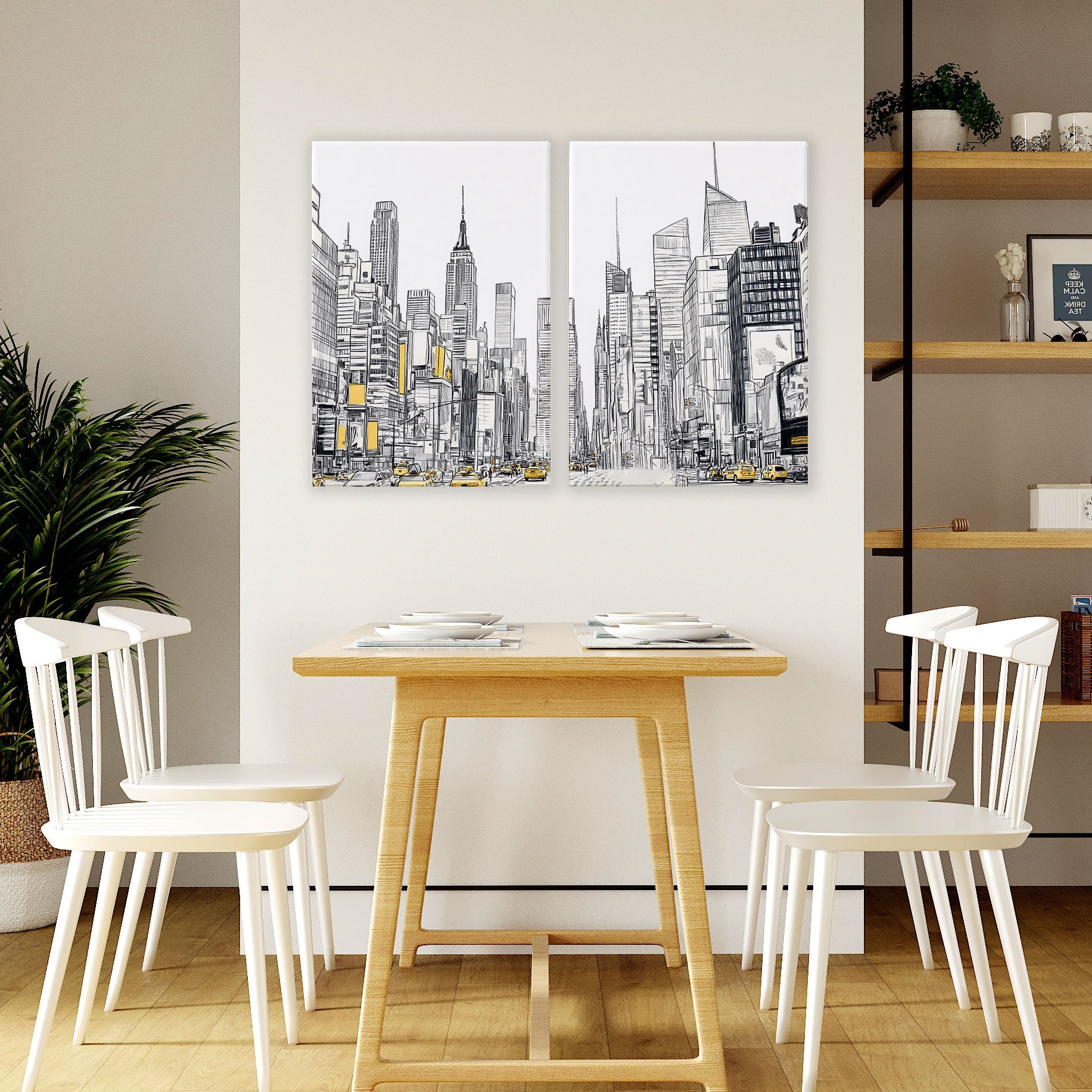 Wall Decor For Hallway | Set of 2 Urban Skyscrapers Wall art Prints