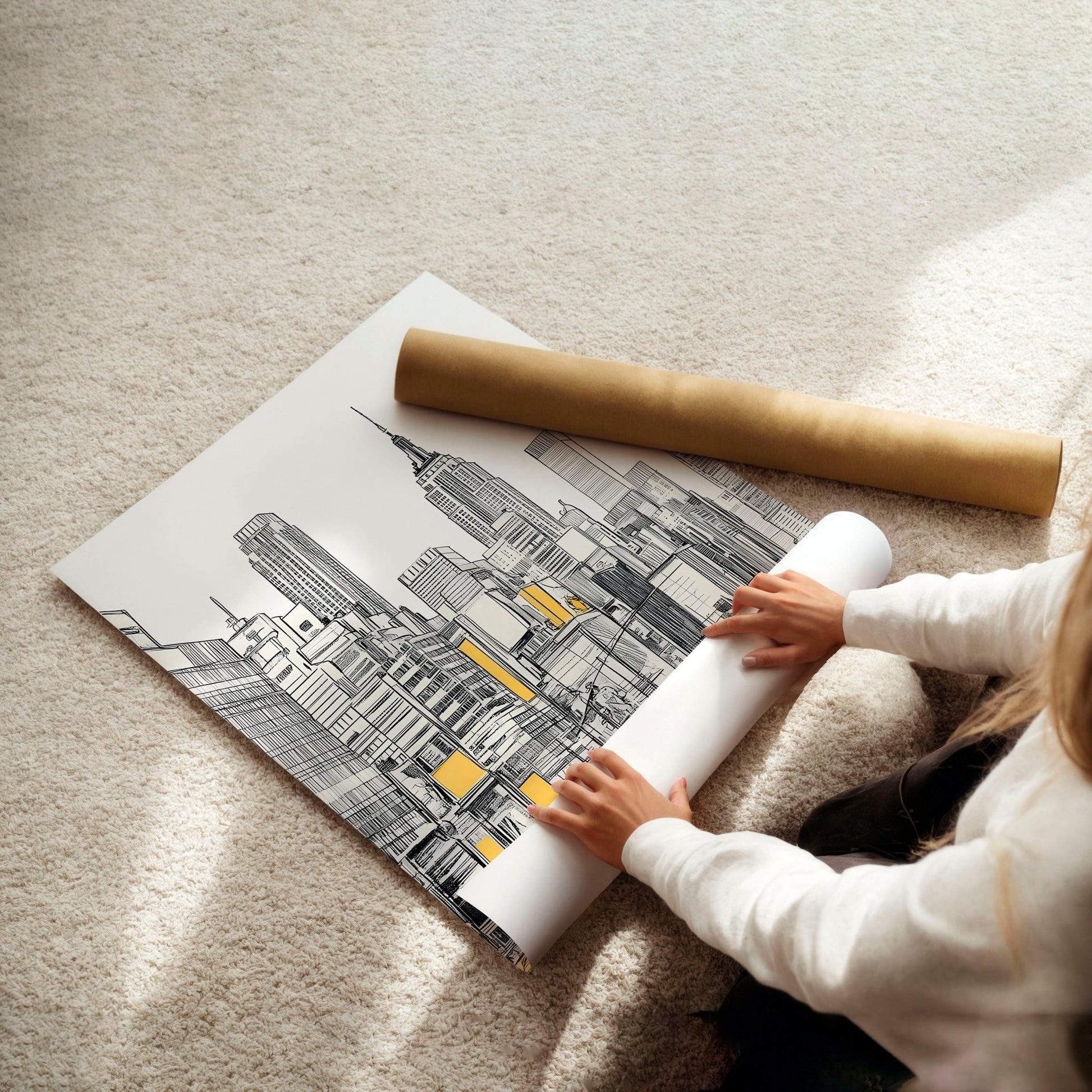 Wall Decor For Hallway | Set of 2 Urban Skyscrapers Wall art Prints