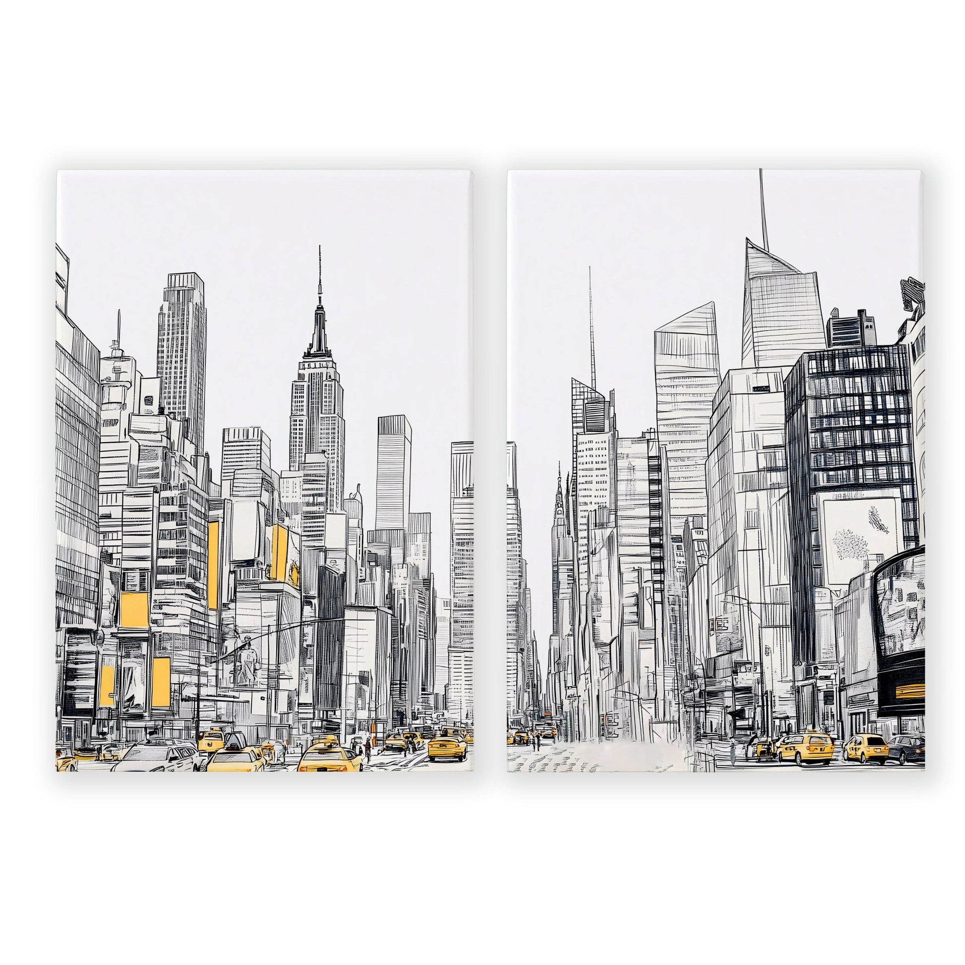 Wall Decor For Hallway | Set of 2 Urban Skyscrapers Wall art Prints