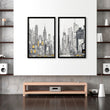 Wall Decor For Hallway | Set of 2 Urban Skyscrapers Wall art Prints