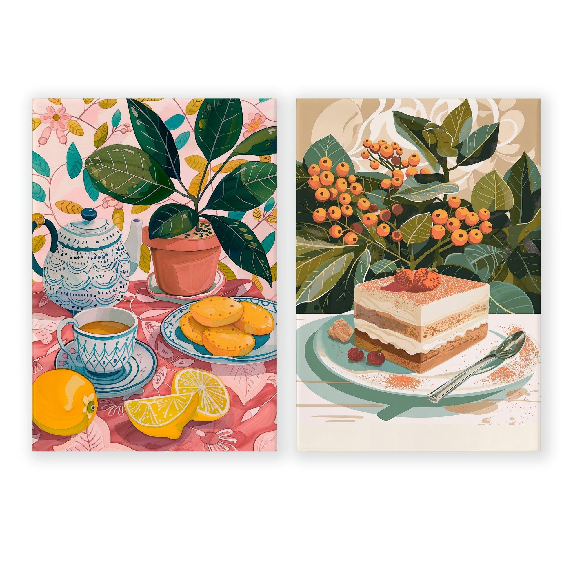 Wall Decor Ideas For Hallway | Set of 2 Italian Lifestyle Wall art Prints