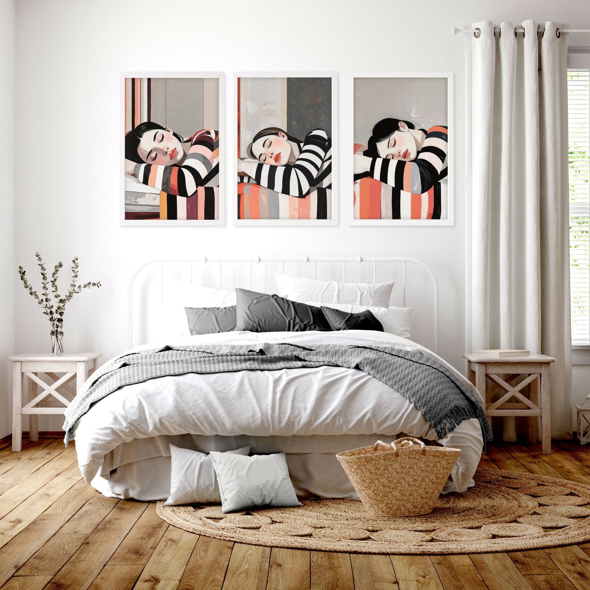 Wall Hanging For Bedroom | Set of 3 Boho Women Wall art Prints