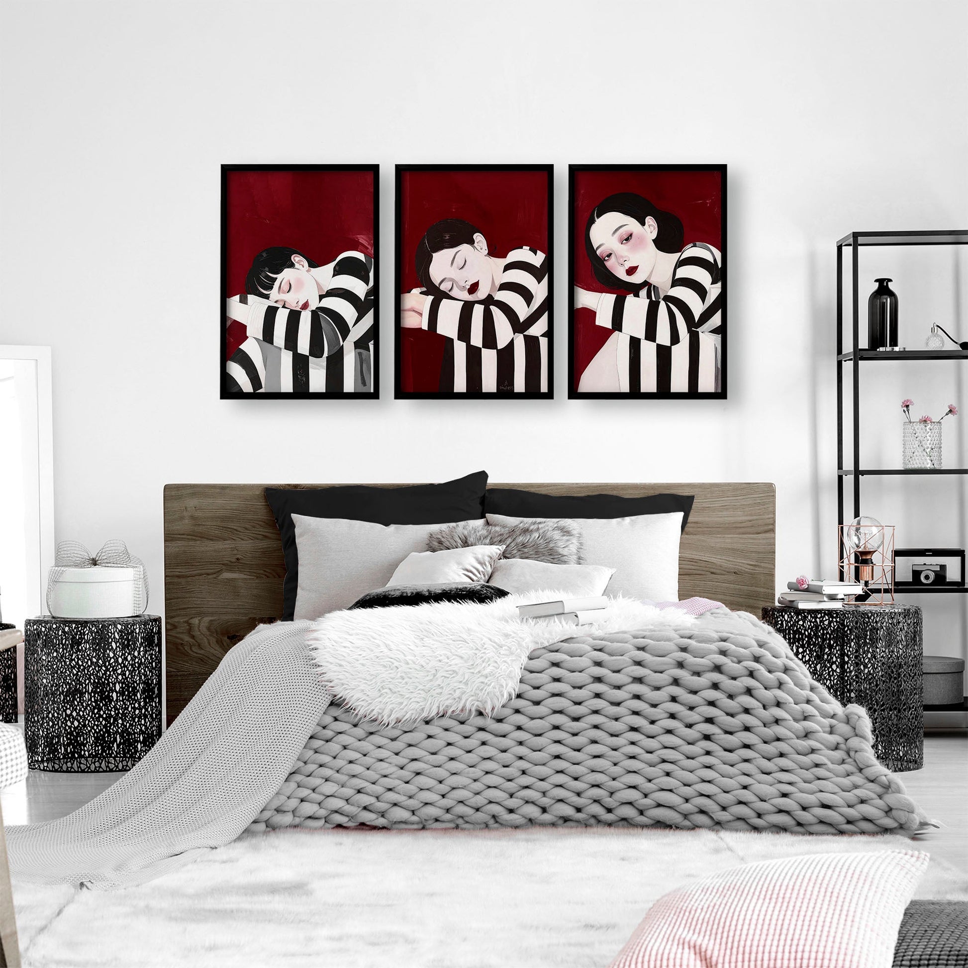 Wall Hangings For Bedroom | Set of 3 Boho Women Wall art Prints