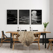 Wall Painting Landscape Japandi Moonrise Over Still Water displayed on a wall in a styled room