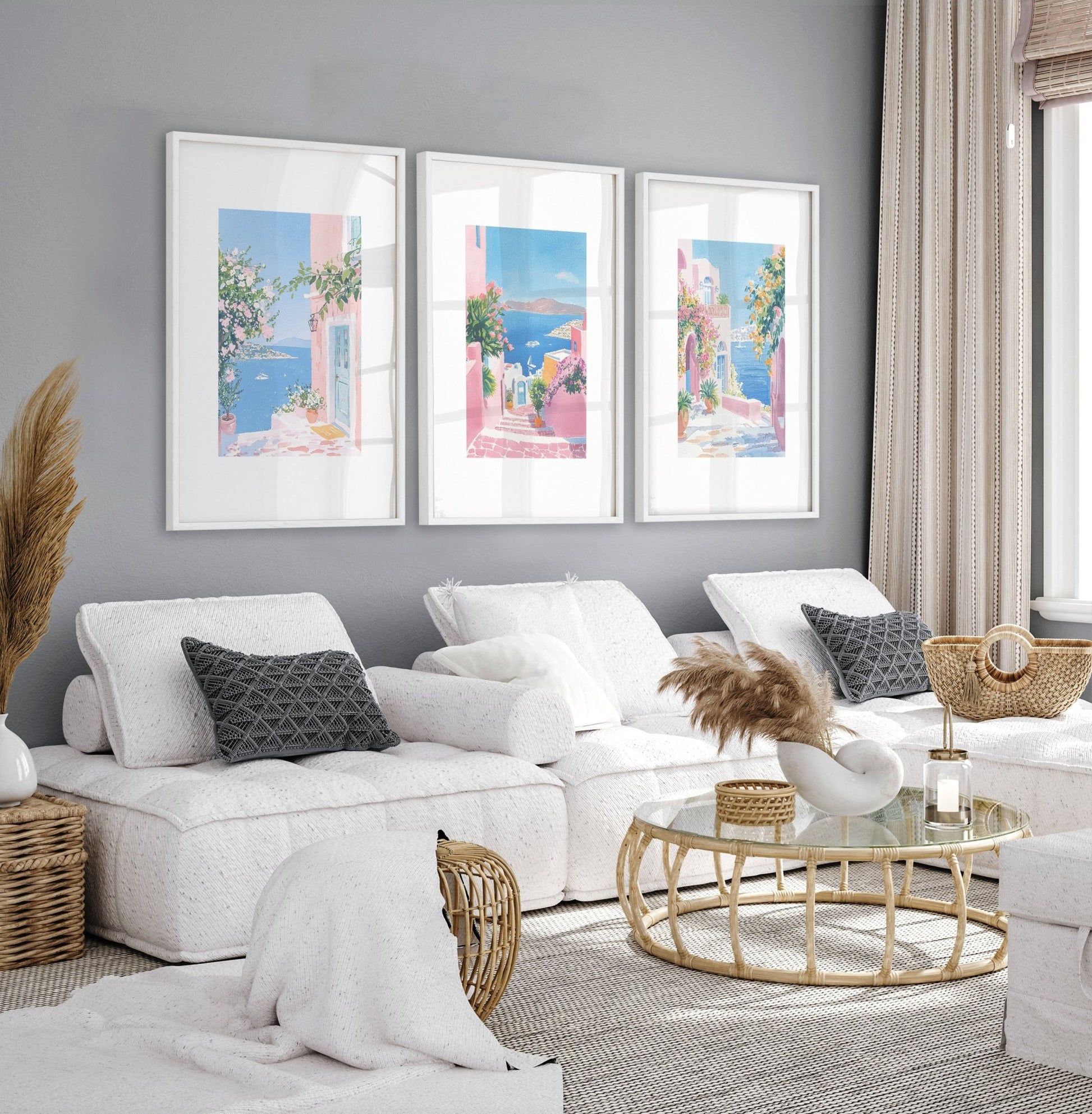 Wall Paintings In Living Room | Set of 3 Beach Decor Wall art Prints