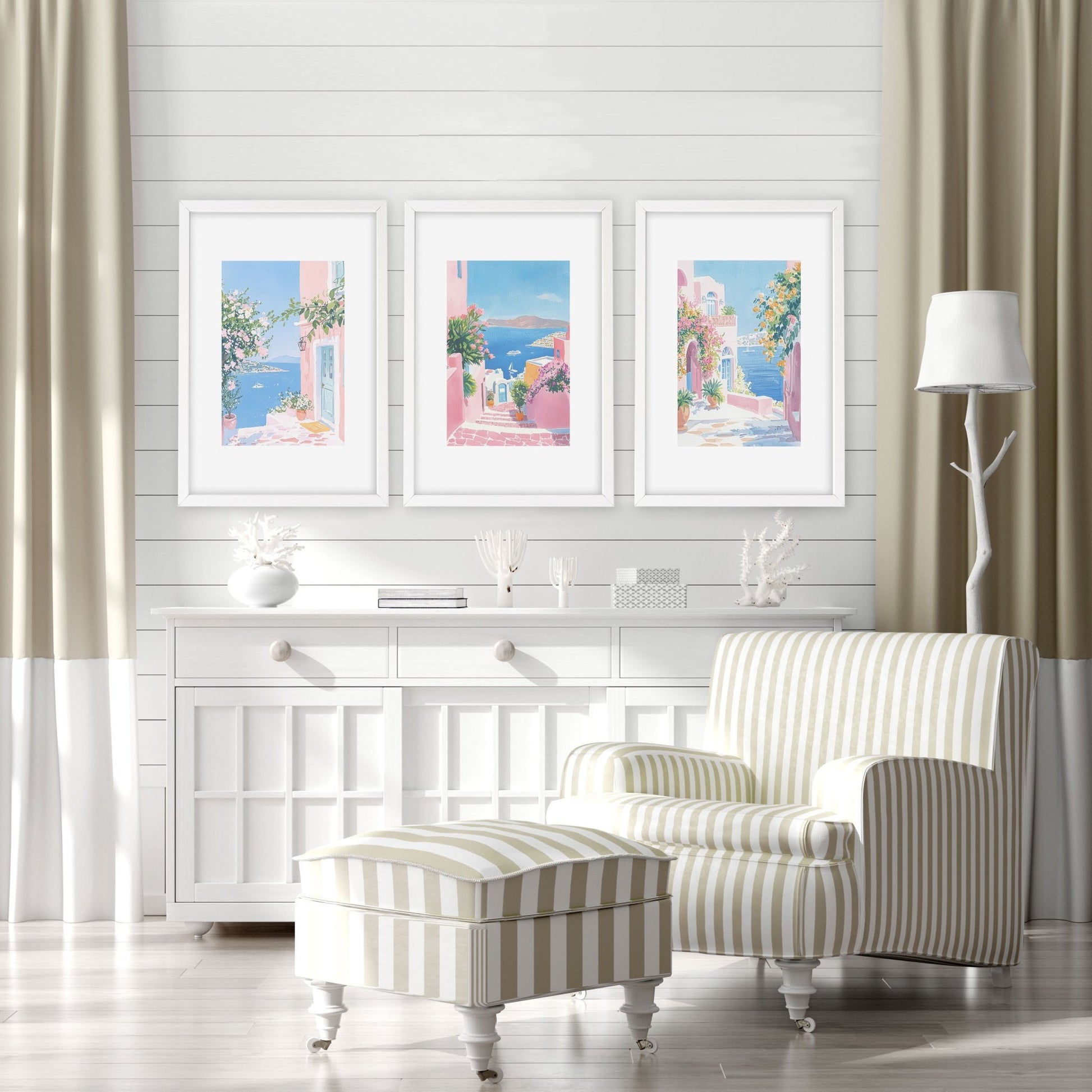 Wall Paintings In Living Room | Set of 3 Beach Decor Wall art Prints