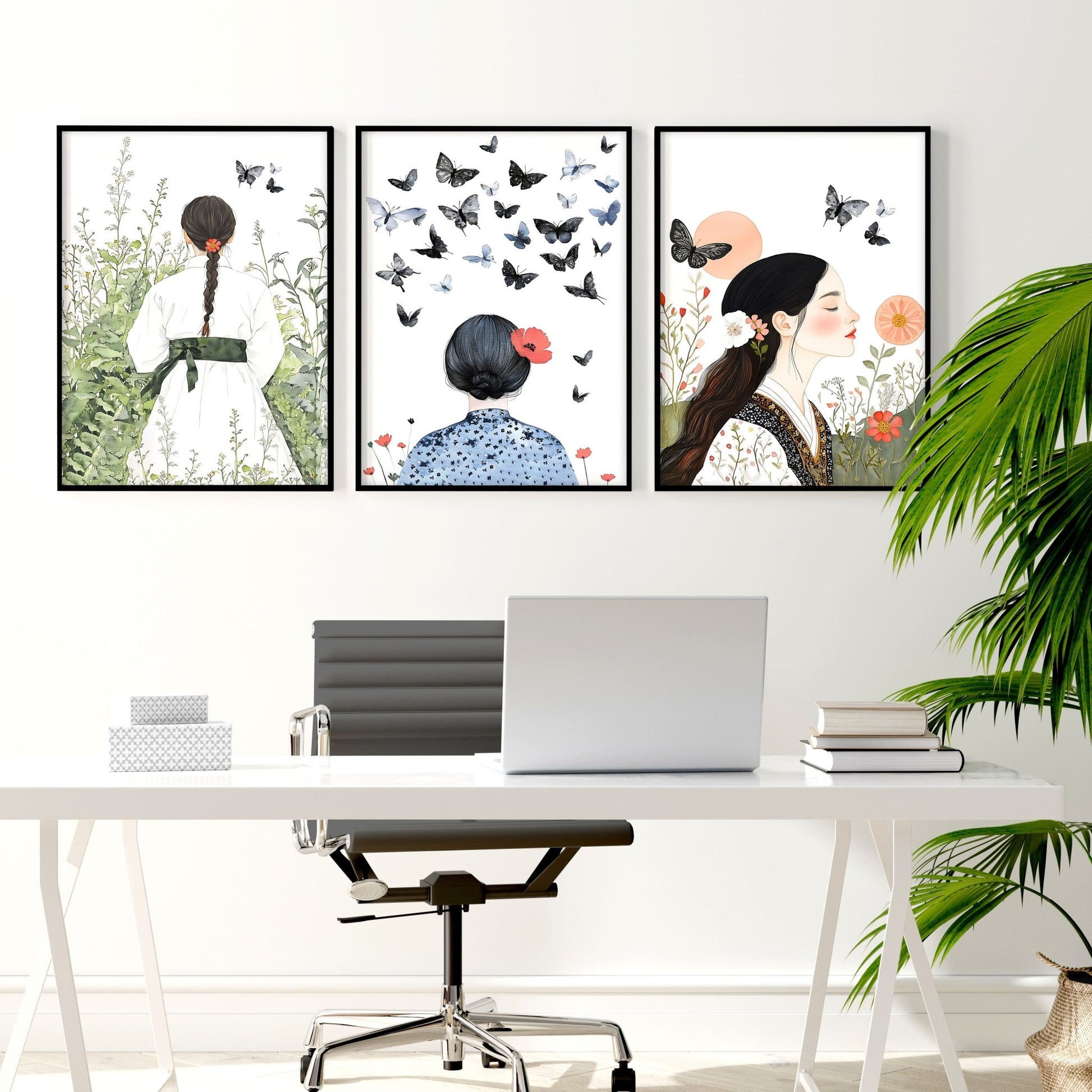 Wall Picture Gallery | Set of 3 Boho Women Wall art Prints