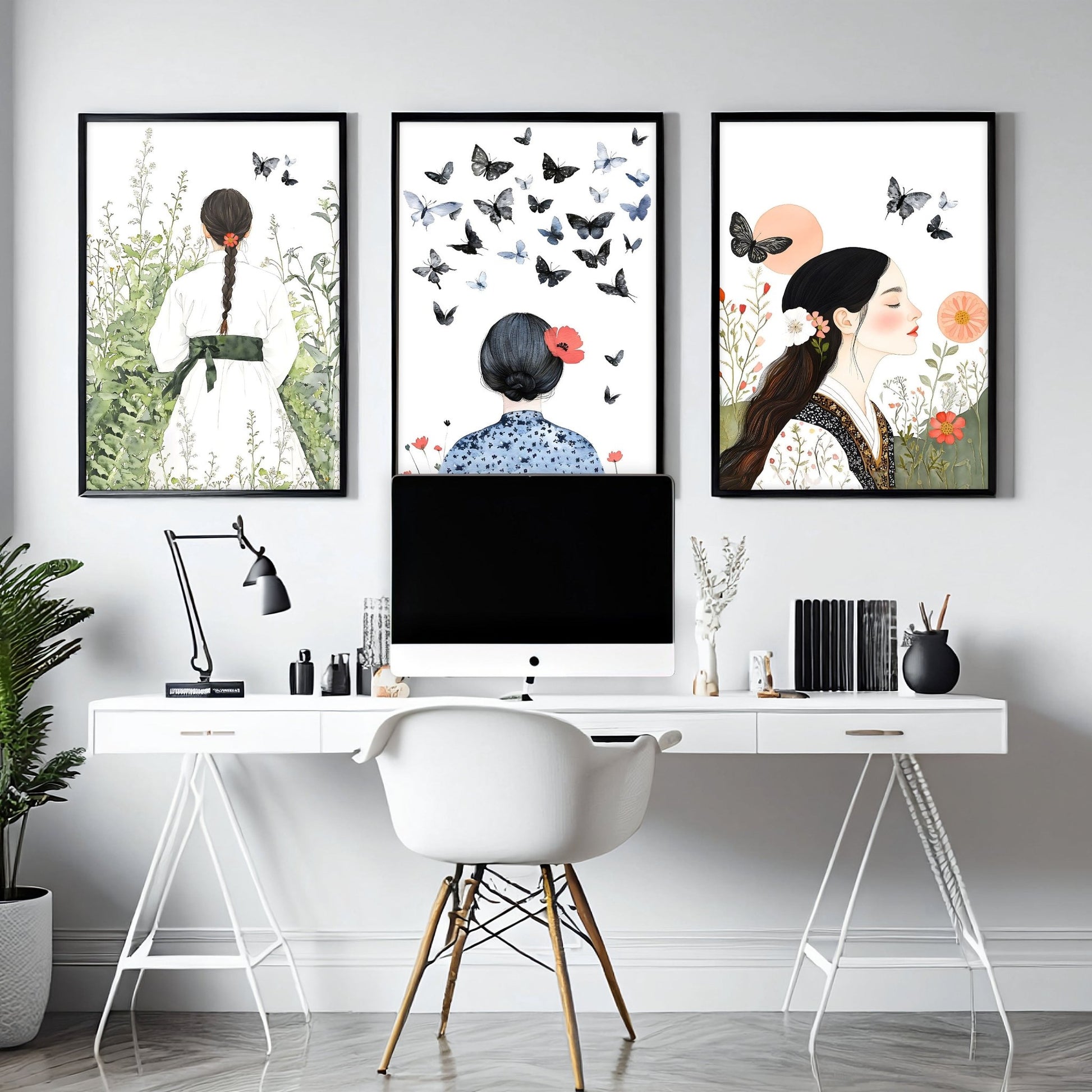 Wall Picture Gallery | Set of 3 Boho Women Wall art Prints