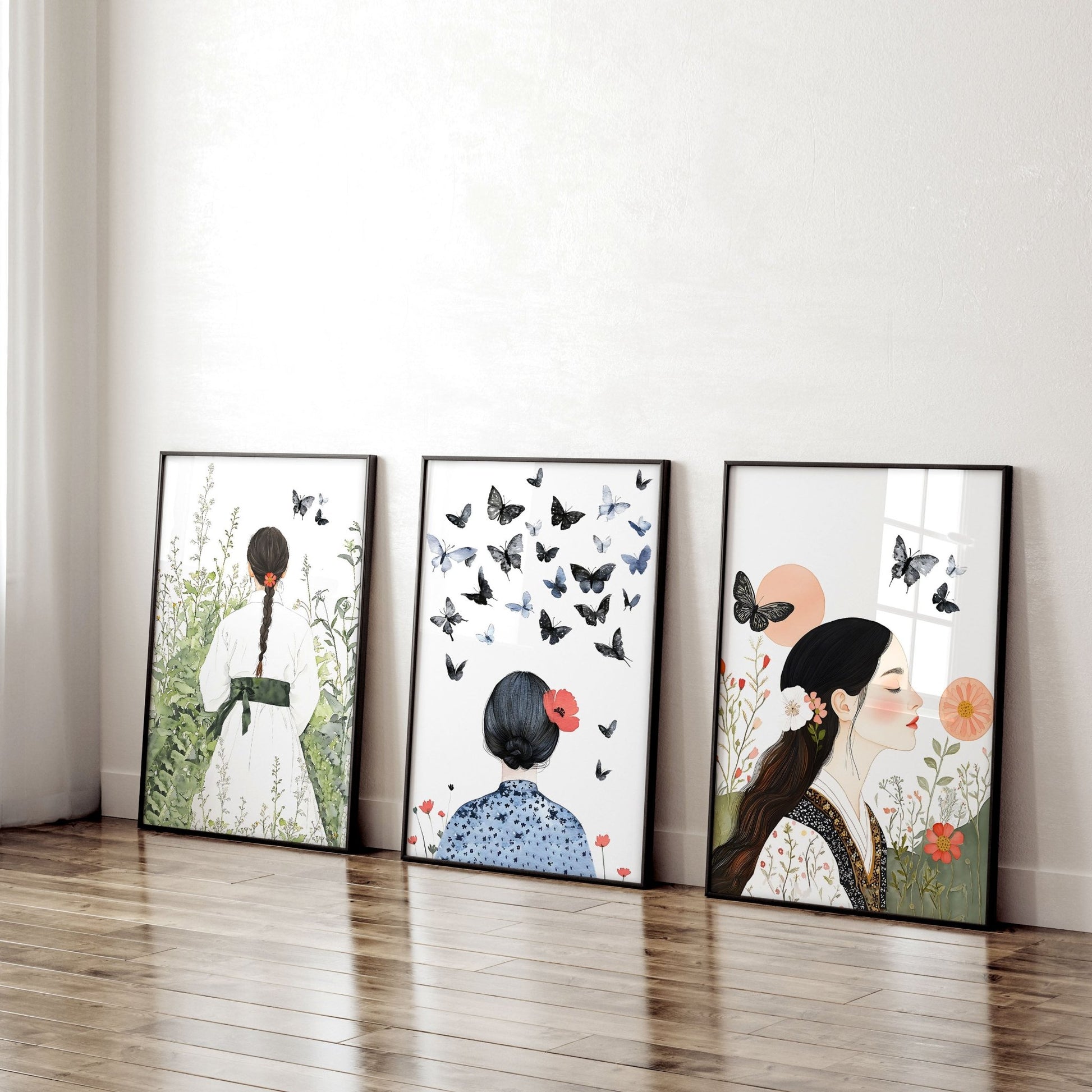 Wall Picture Gallery | Set of 3 Boho Women Wall art Prints