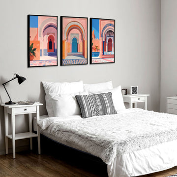 Wall Picture With Frame | Set of 3 Moroccan Inspired Wall art Prints