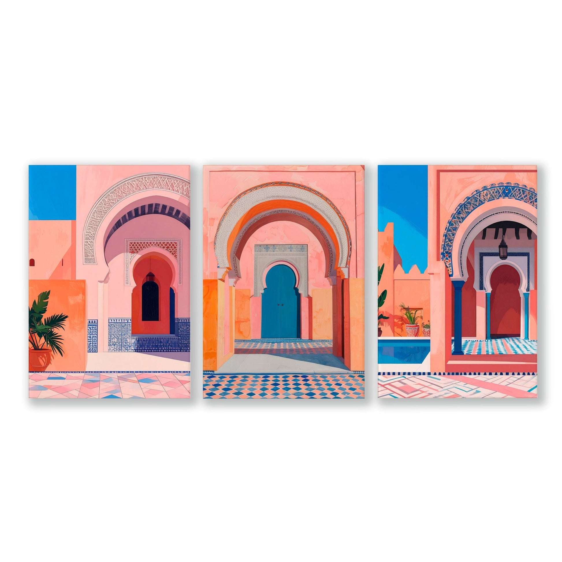 Wall Picture With Frame | Set of 3 Moroccan Inspired Wall art Prints