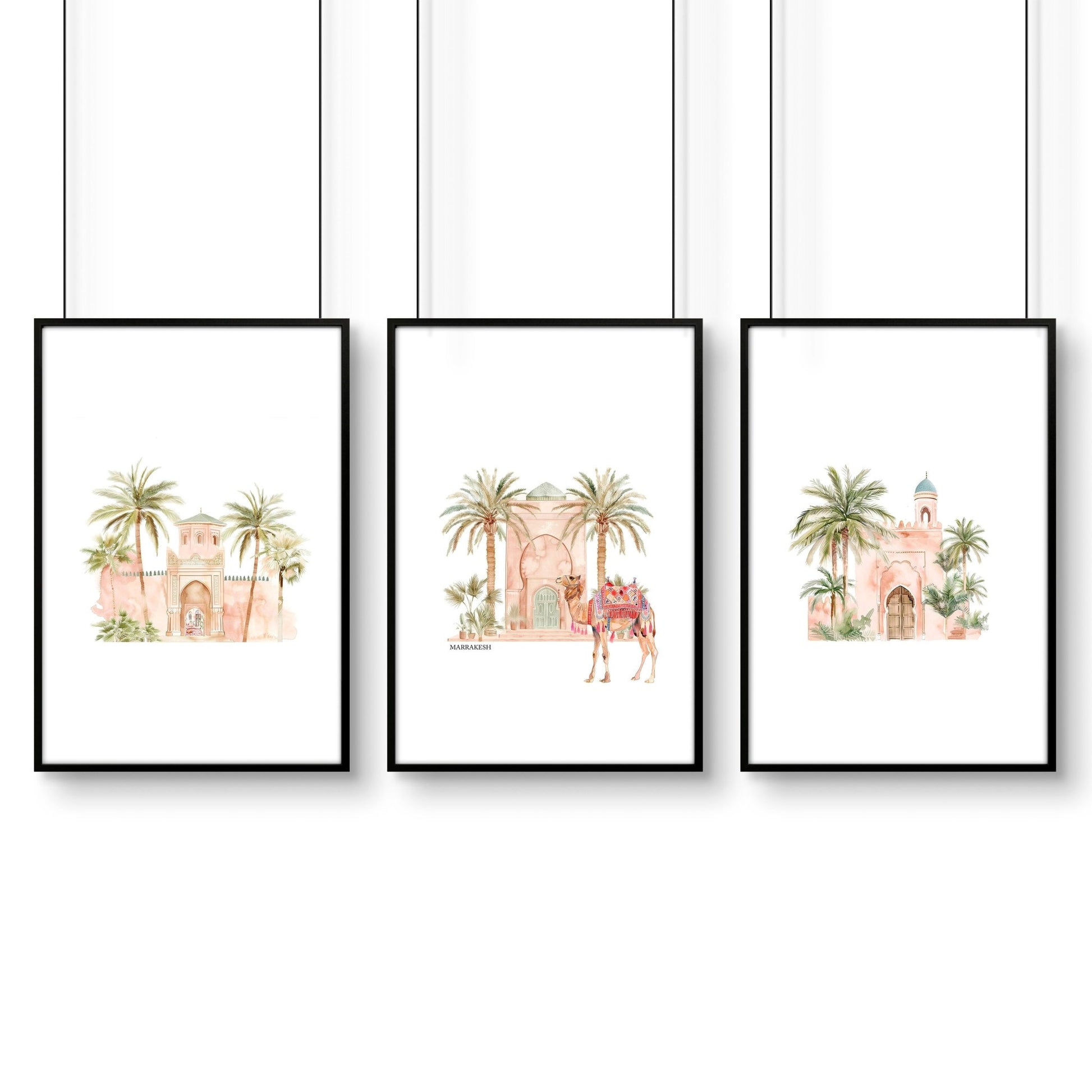 Wall Picture With Frame | Set of 3 Moroccan Wall art Prints