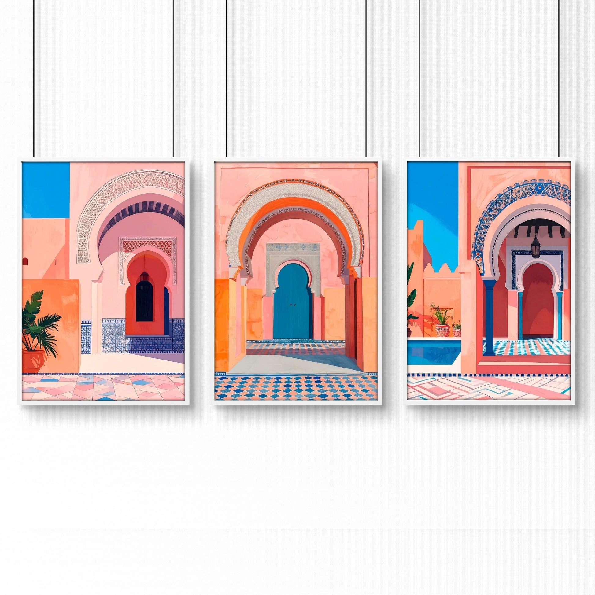 Wall Picture With Frame | Set of 3 Moroccan Inspired Wall art Prints