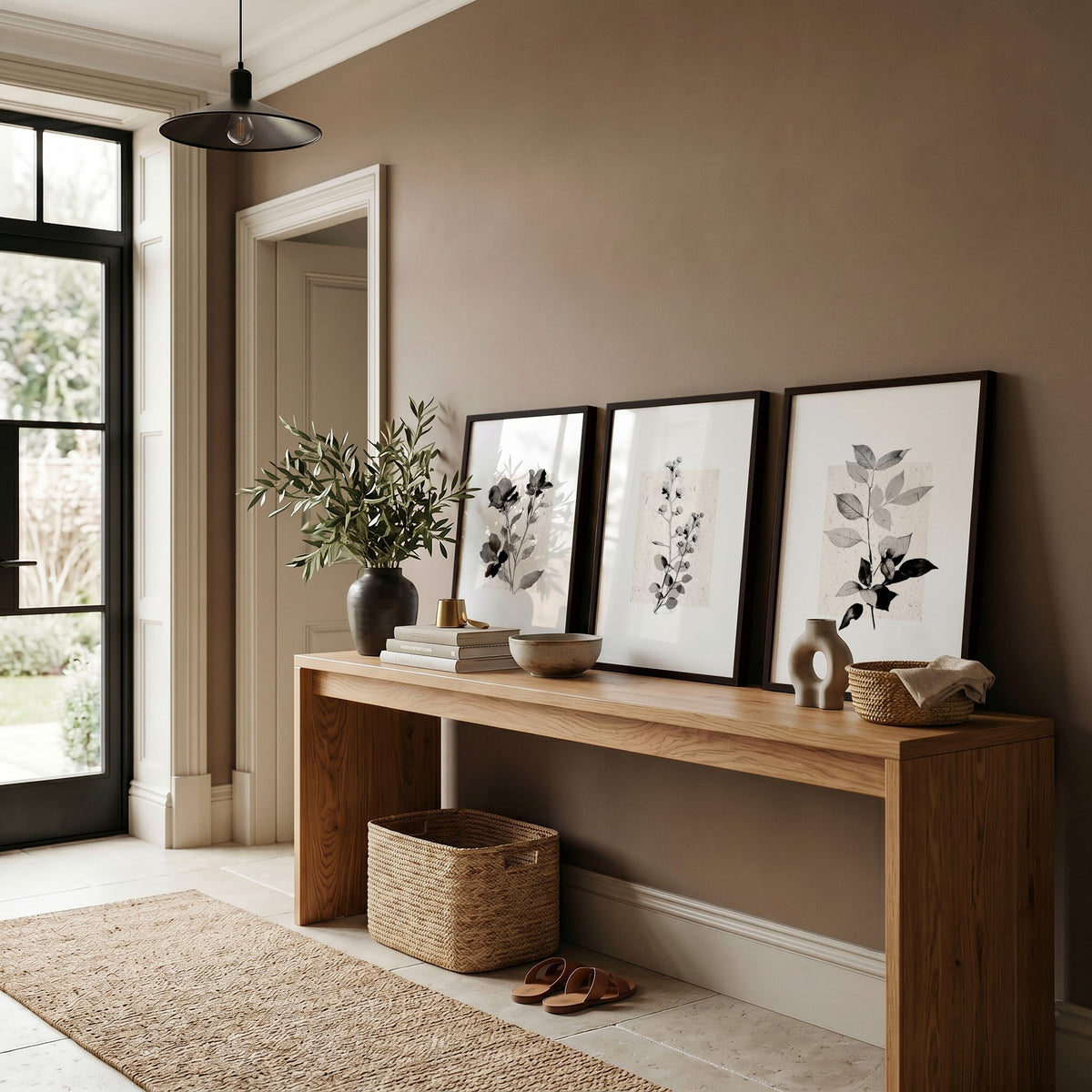 Wall Pictures for Hallway French Country Botanical Floral Ivory Grey Art wall art displayed on a wall in a styled room — view 8
