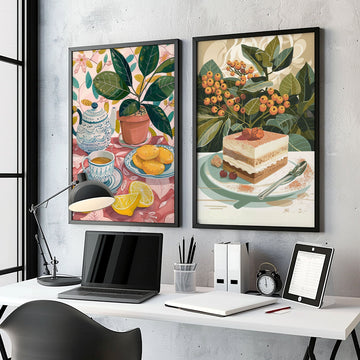Wall Pictures For Lounge Room | Set of 2 Italian Lifestyle Wall art Prints