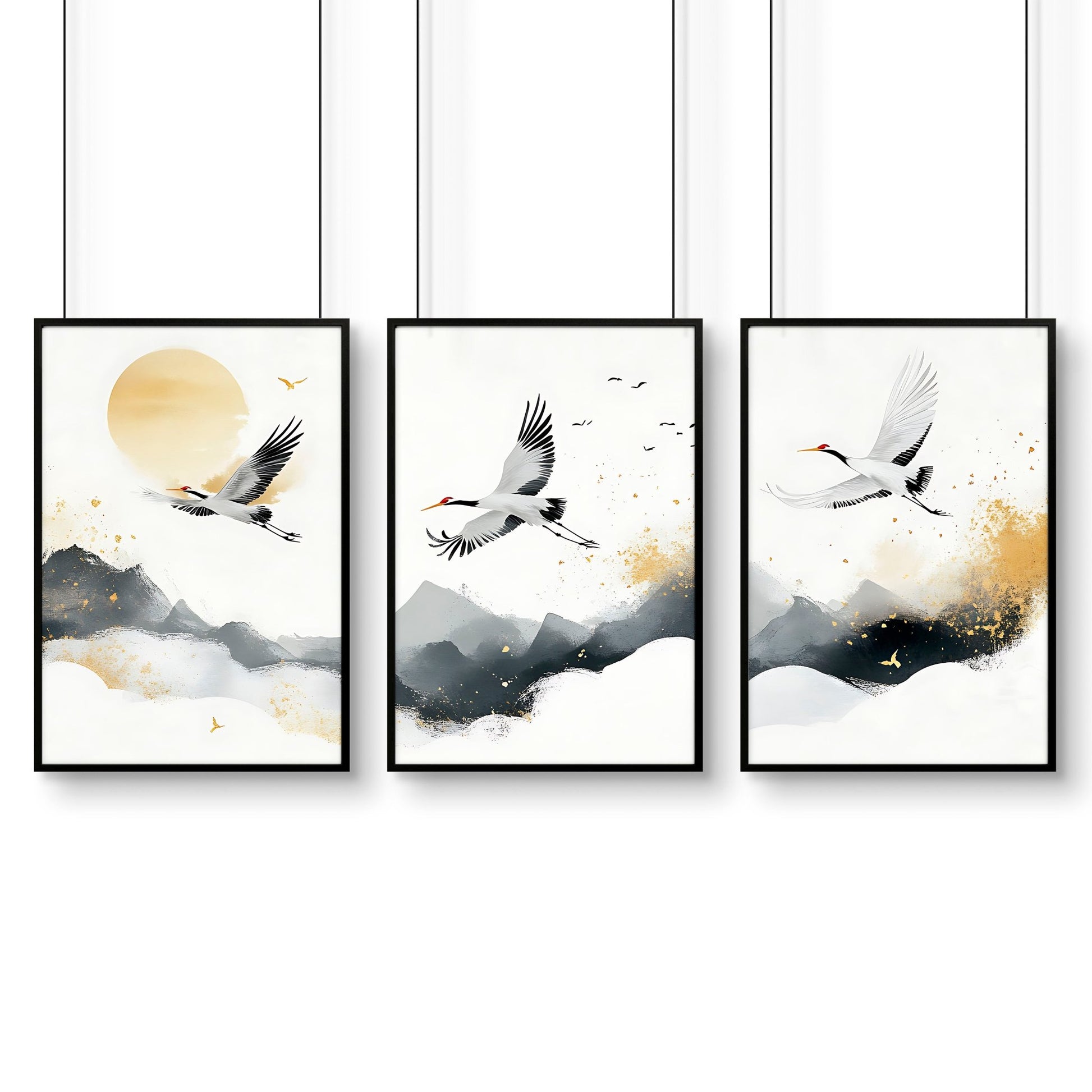 Wall Pictures Hanging | Set of 3 Asian Inspired Wall art Prints