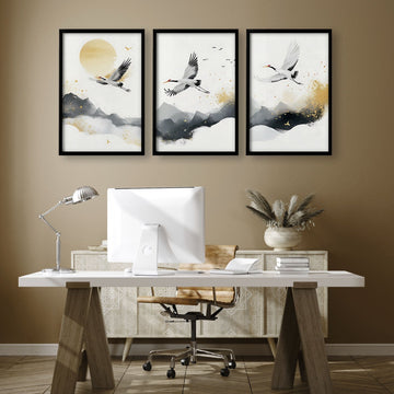 Wall Pictures Hanging | Set of 3 Asian Inspired Wall art Prints