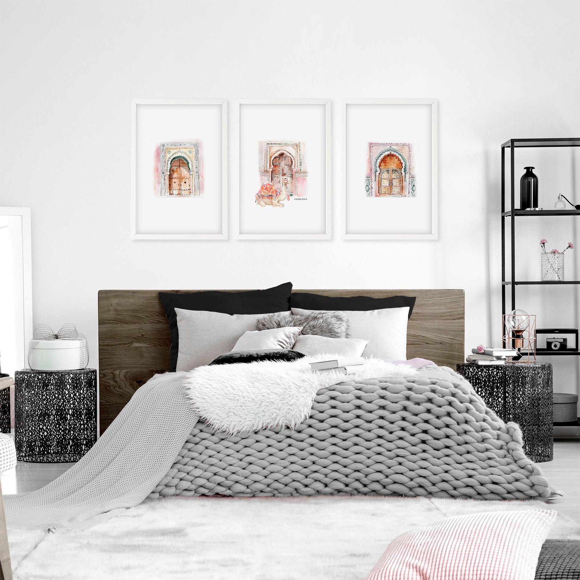 Wall Pictures In Frames | Set of 3 Moroccan Inspired Wall art Prints