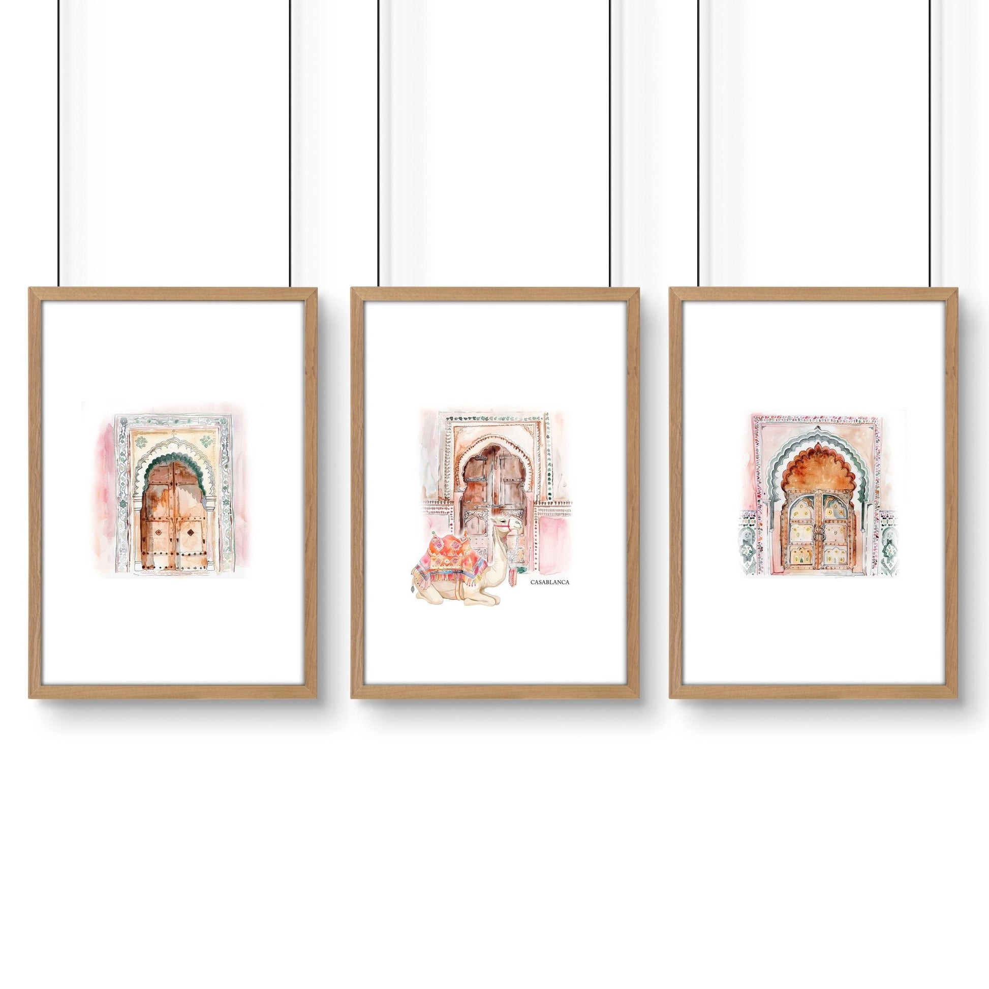 Wall Pictures In Frames | Set of 3 Moroccan Inspired Wall art Prints