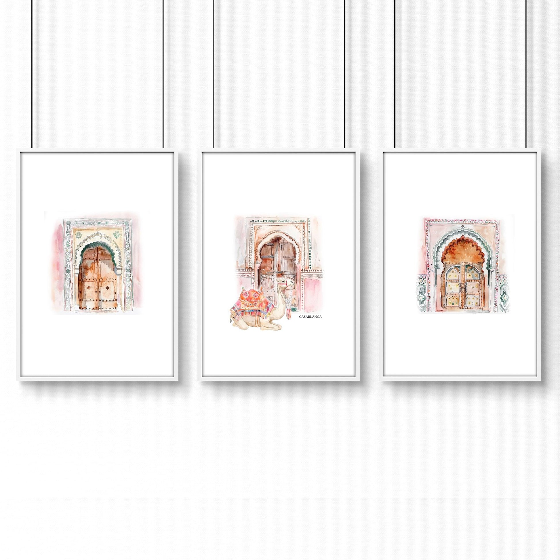 Wall Pictures In Frames | Set of 3 Moroccan Inspired Wall art Prints
