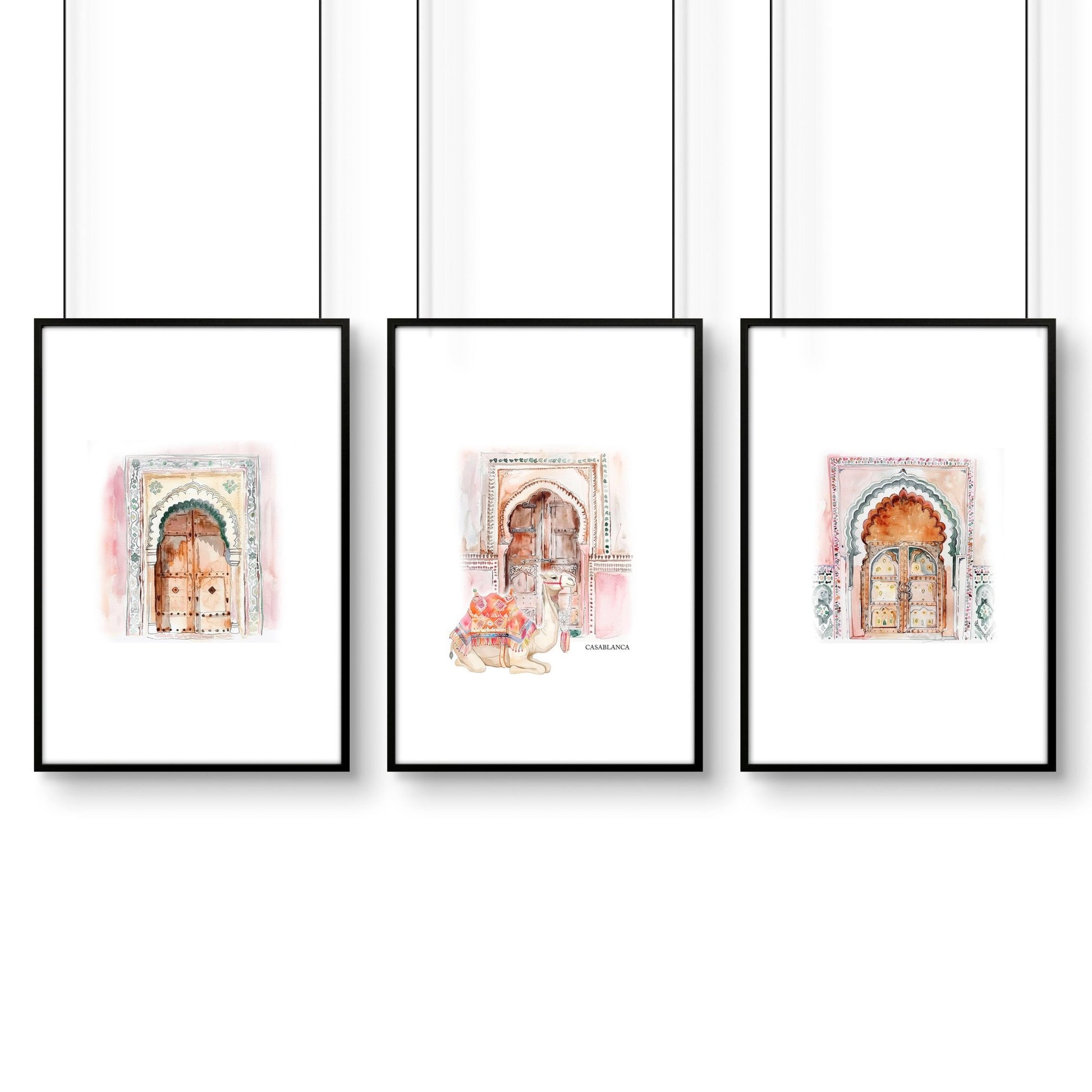 Wall Pictures In Frames | Set of 3 Moroccan Inspired Wall art Prints