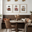 Paris Wall Pictures | Beige, Black & Red Winter Street Scene Art wall art displayed on a wall in a styled room — view 3