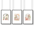 Wall Pictures With Frames | Set of 3 Moroccan Inspired Wall art Prints