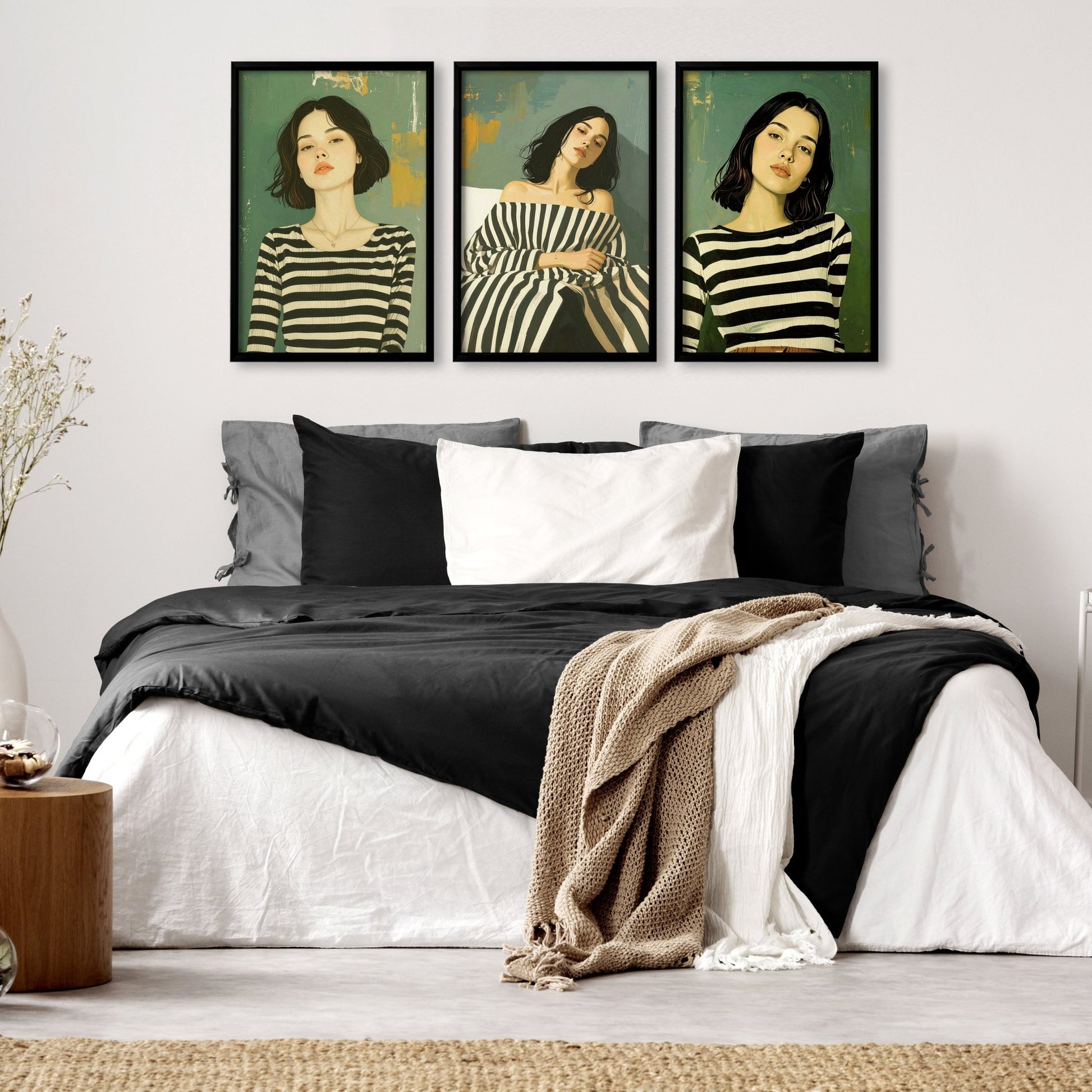 Wall Posters For Bedroom | Set of 3 Boho Women Wall art Prints