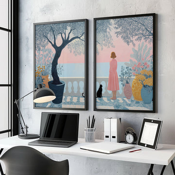 Wall Posters For Home Office | Set of 2 Italian Lifestyle Wall art Prints