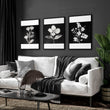 Wall wall art for Living Room Black & White Botanical Florals French Country displayed on a wall in a styled room — view 10