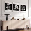 Wall wall art for Living Room Black & White Botanical Florals French Country displayed on a wall in a styled room — view 16