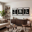 Wall wall art for Living Room Black & White Botanical Florals French Country displayed on a wall in a styled room — view 3