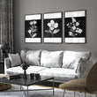 Wall wall art for Living Room Black & White Botanical Florals French Country displayed on a wall in a styled room — view 4