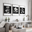 Wall wall art for Living Room Black & White Botanical Florals French Country displayed on a wall in a styled room — view 5