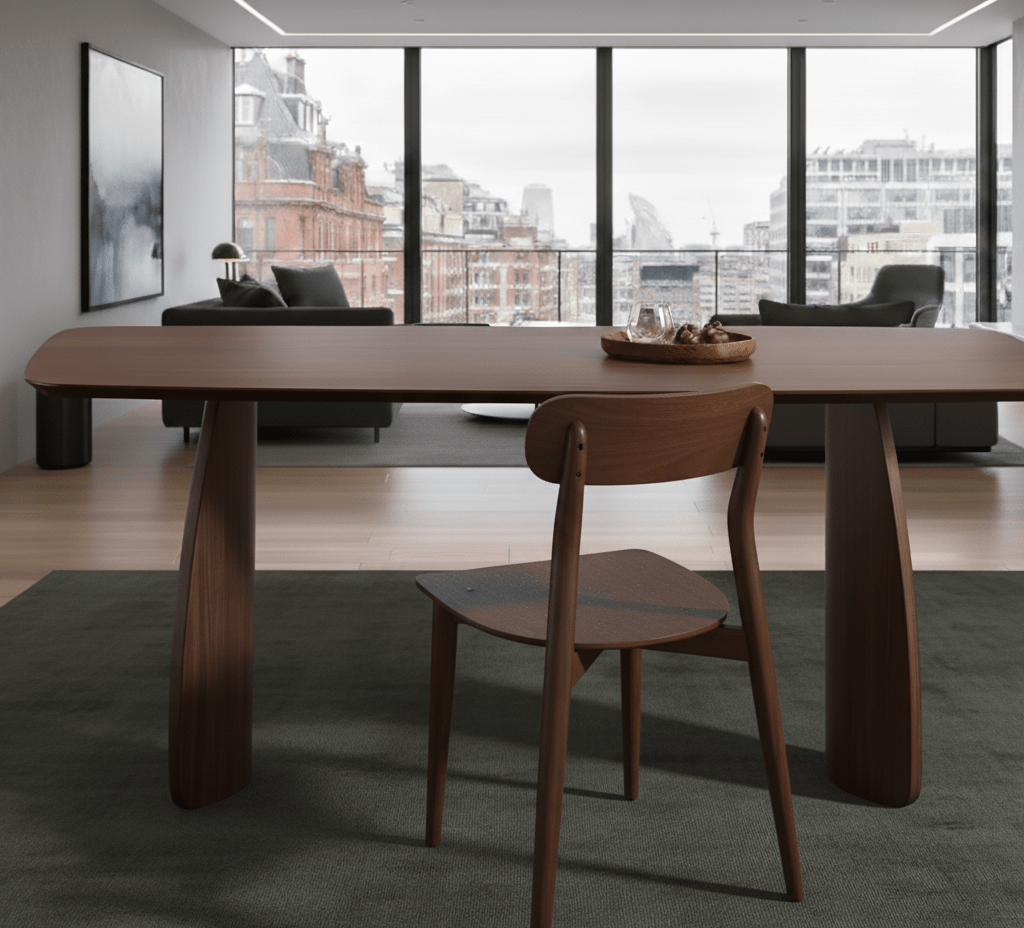 Walnut Dining Table with Curved Legs
